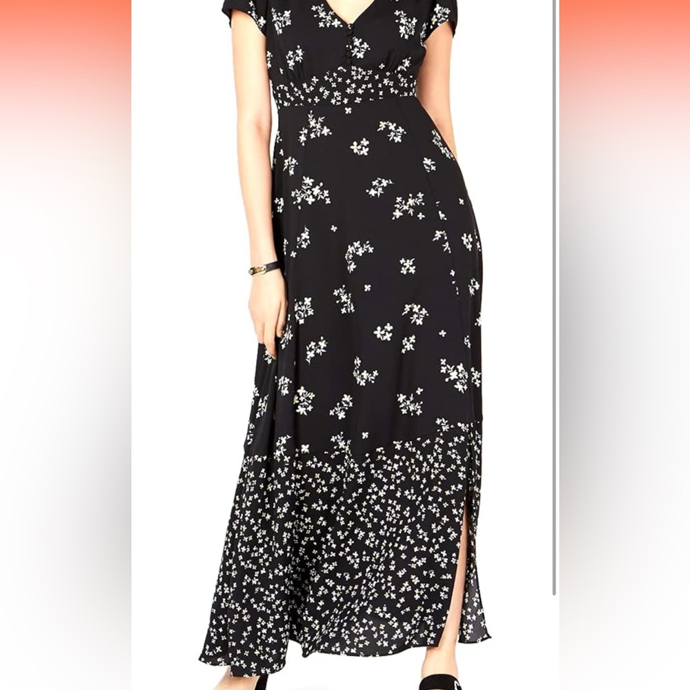 Bar III Black Floral Maxi Skirt